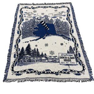 Christmas Santa Claus House North Pole Alaska Cotton Tapestry Afghan Throw